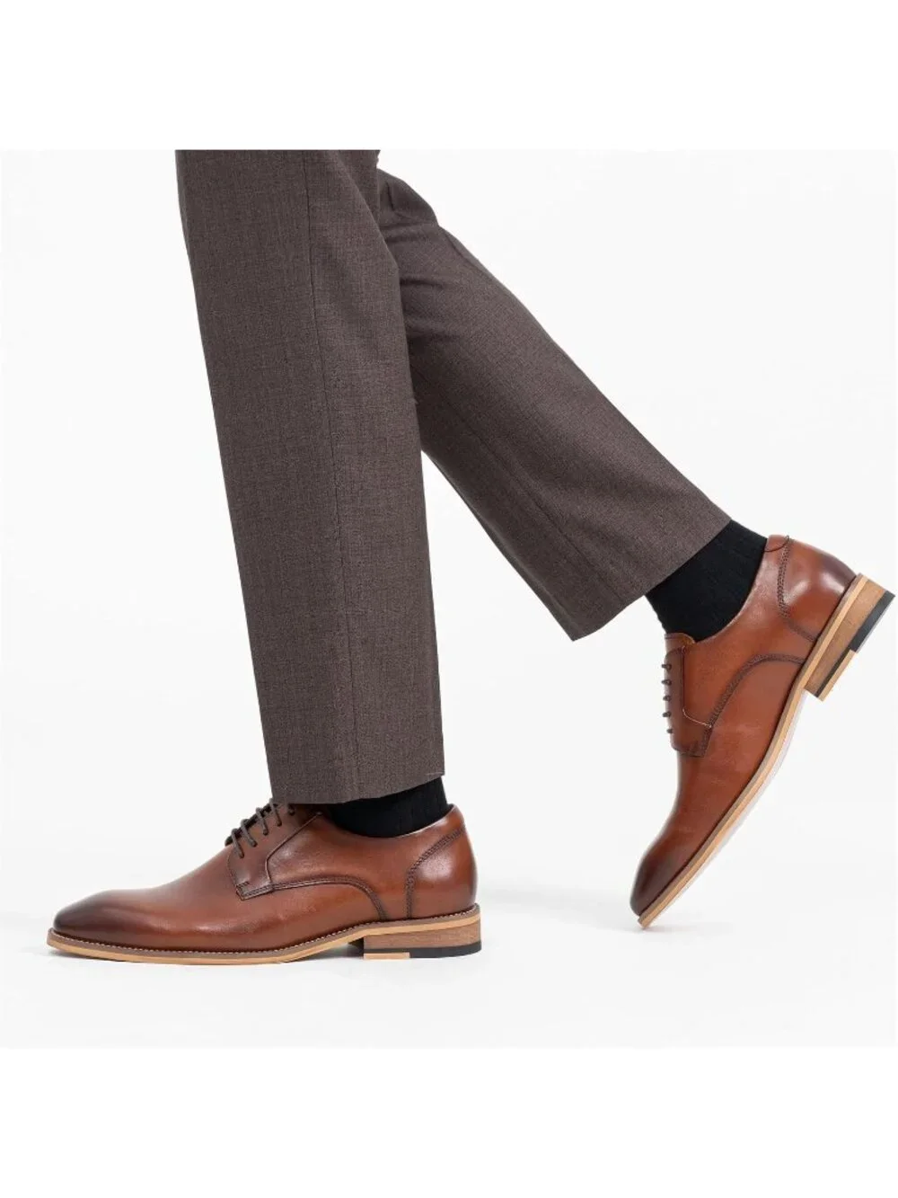 Men's Brown Solid Dunbar Wingtip Lace Up Formal Oxford Leather Brogue Dress Shoe
